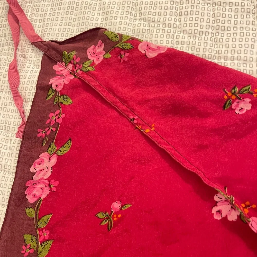 Silk Dainty Floral Red Scarf